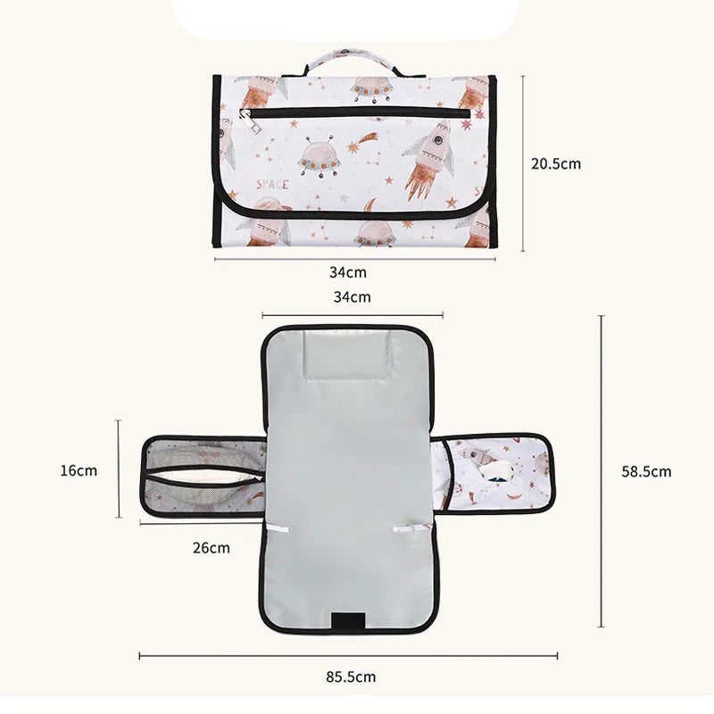 Waterproof Baby Changing Pad For Baby Girls Folding Portable Newborn Travel Diaper Mat With Wipes Pocket Baby Showers Gift