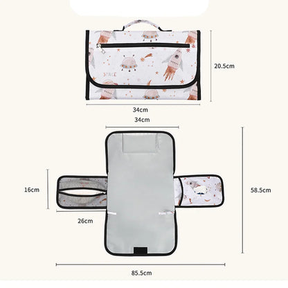 Waterproof Baby Changing Pad For Baby Girls Folding Portable Newborn Travel Diaper Mat With Wipes Pocket Baby Showers Gift