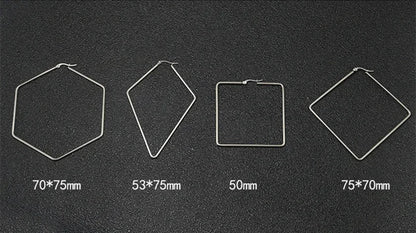 Titanium Steel Exaggerated Geometric Square Rhombus Hoop Earrings for women Big Earring Statement Ear Ring Nightclub Jewelry