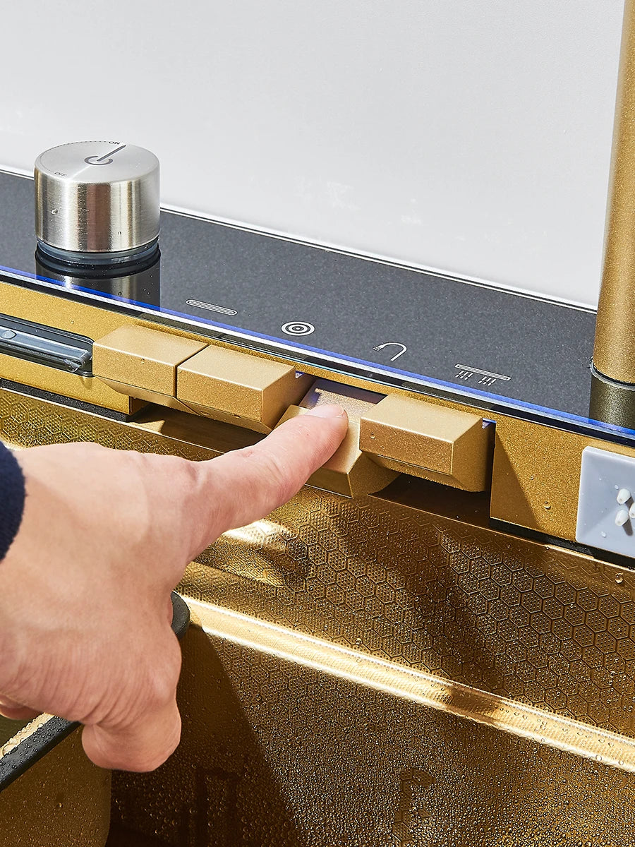 304 Stainless Steel Waterfall Kitchen Sink Large Single Slot Integrated Digital Display Faucet Set Soap Dispenser Cup Washer