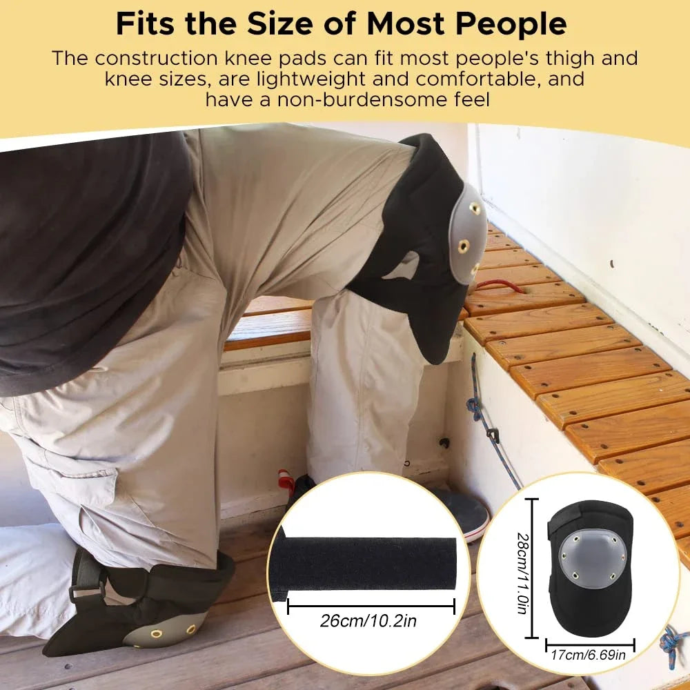1Pair Professional Knee Pads for Work, Durable Construction Adjustable Knee Pads for Flooring, Gardening, Cleaning, Constructing
