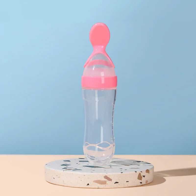 Safe Useful Silicone Baby Bottle with Spoon Food Supplement Rice Cereal Bottles Squeeze Spoon Milk Feeding Bottle Cup