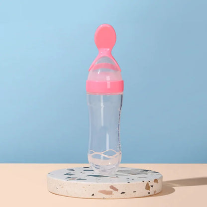 Safe Useful Silicone Baby Bottle with Spoon Food Supplement Rice Cereal Bottles Squeeze Spoon Milk Feeding Bottle Cup