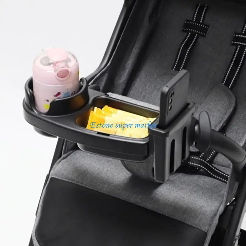 090B 3 in 1 Strollers Milk Bottle Cup Holder for Snacks & Drink Strollers Tray Phone Holder Detachable Tray