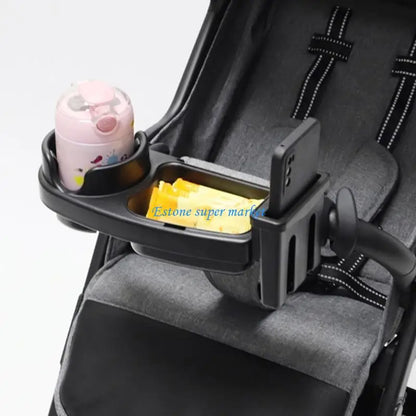 090B 3 in 1 Strollers Milk Bottle Cup Holder for Snacks & Drink Strollers Tray Phone Holder Detachable Tray