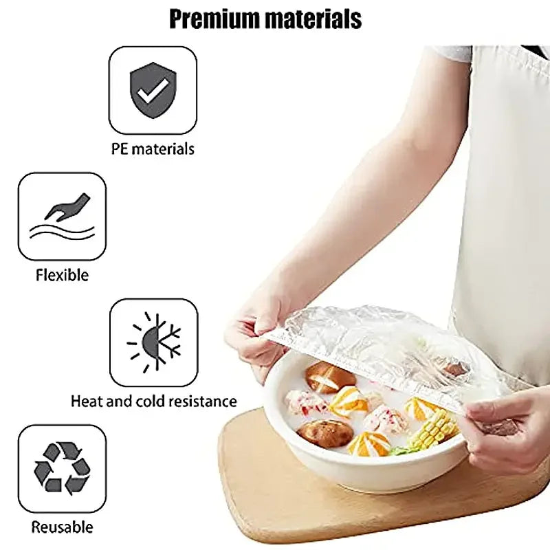 【Hot sales】100pcs Disposable Fresh-keeping Cover, Plastic Food Storage Covers, Reusable Bowl Covers Stretch Lids