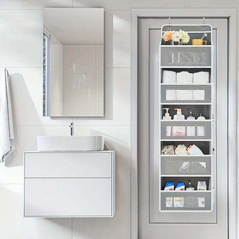 5-Shelf Hanging Storage Organizer - Behind Door, Anti-Tilt, 5 Large Capacity Pockets, Suitable for Bedroom, Bathroom