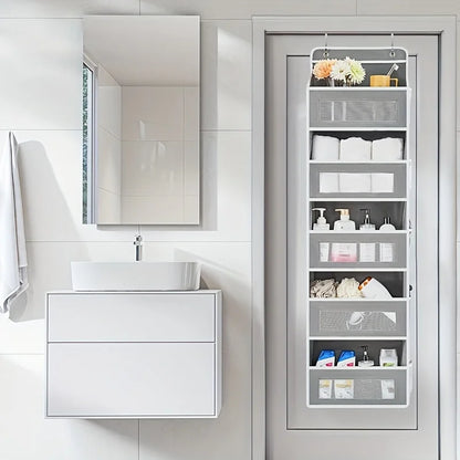 5-Shelf Hanging Storage Organizer - Behind Door, Anti-Tilt, 5 Large Capacity Pockets, Suitable for Bedroom, Bathroom