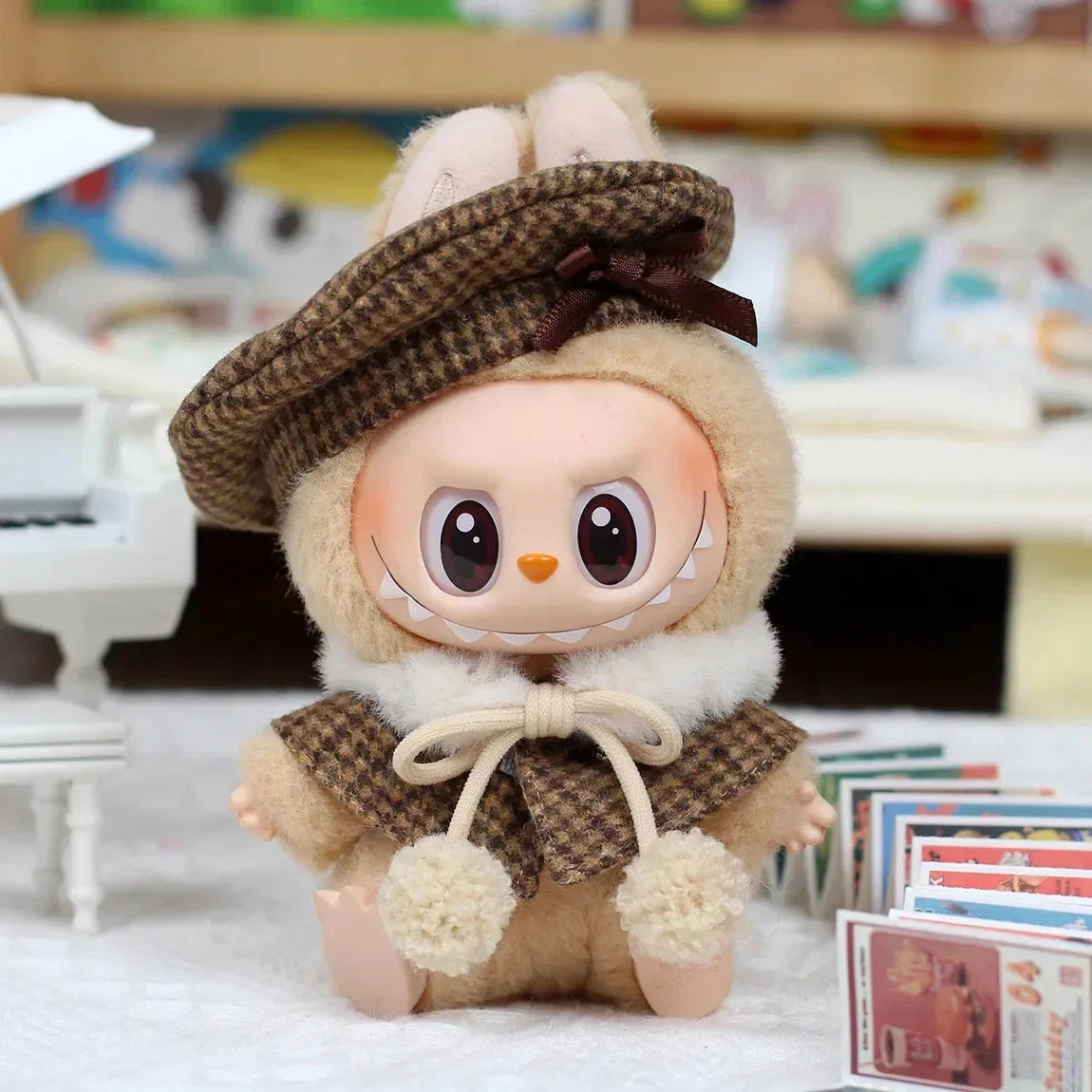 Labubu Doll Clothes For 17cm Labubu Accessories Classic Dress Grid Style Suit Skirt DIY Mini Dolls Clothing