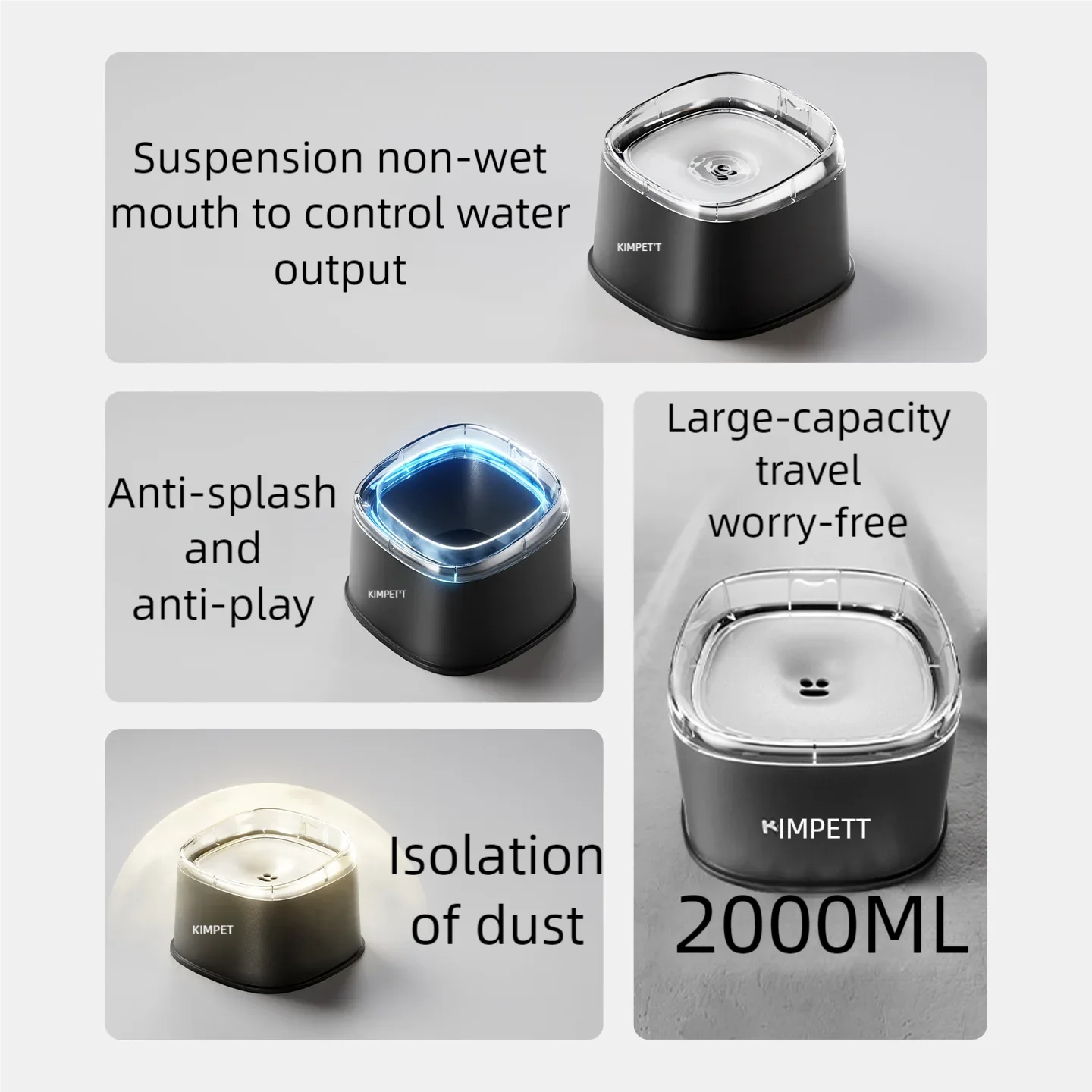 Spill Proof Water Bowl for Dogs Slow Drinking Bowl for Messy Drinkers 2000ml Large Capacity Pet Puppy Kitten Drinking Dispenser