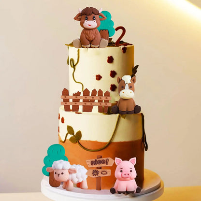 Farm Animal Cake Decoration Farm Birthday Cake Toppers Cow Pig Cake Topper for Farm Animal Baby Shower Birthday Party Decoration