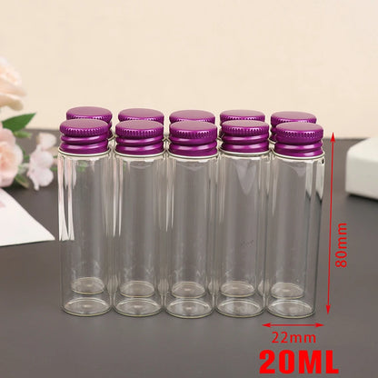 10PCS/lot  5/7/10/14/18/20/26ML Tiny Glass Jars Bottles Screw Cap Storage Jar Mini Containers GLASS Transparent Vial Bottles