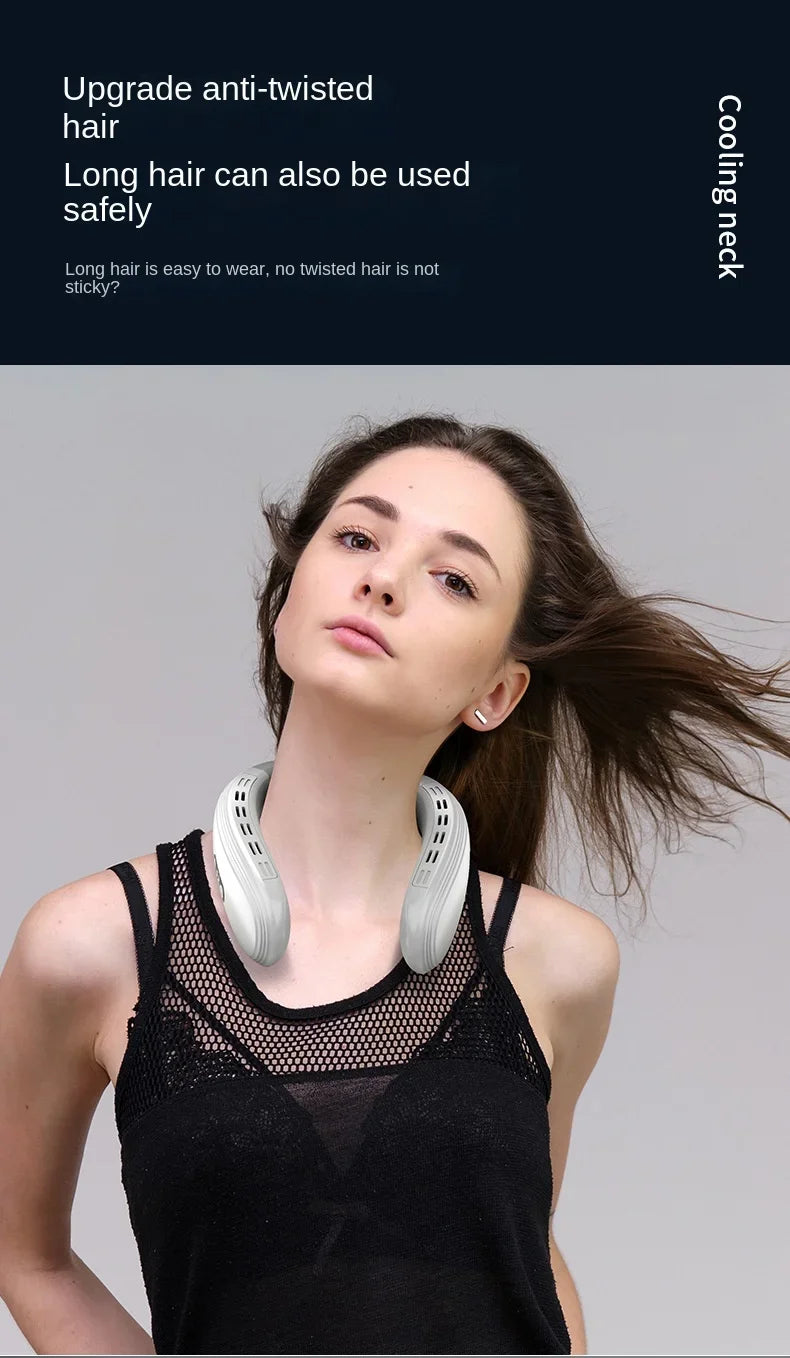 New Neck Air Conditioner Portable Neck Fan Rechargeable Semiconductor Cooling Bladeless Fan Outdoor Personal Fan Wearable Cooler