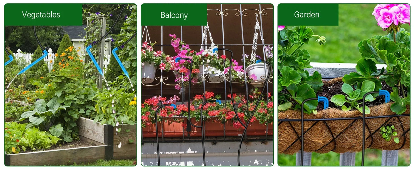 Solar Irrigation System for Garden Balcony Automatic Drip Irrigation System DIY Garden Watering System Drip Hose Irrigation