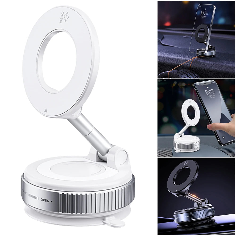 Magnetic Vacuum Car Mount Phone Holder Folding Mobile Phone Stand Foldable Car Navigation Holder for Car Kitchen Mirror