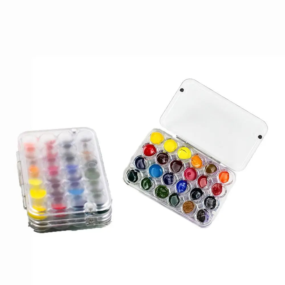 Art Supplies 24 Grids Mini Watercolor Palette Transparent Acrylic Watercolor Paint Tray Empty Sealed Paint Box Travel