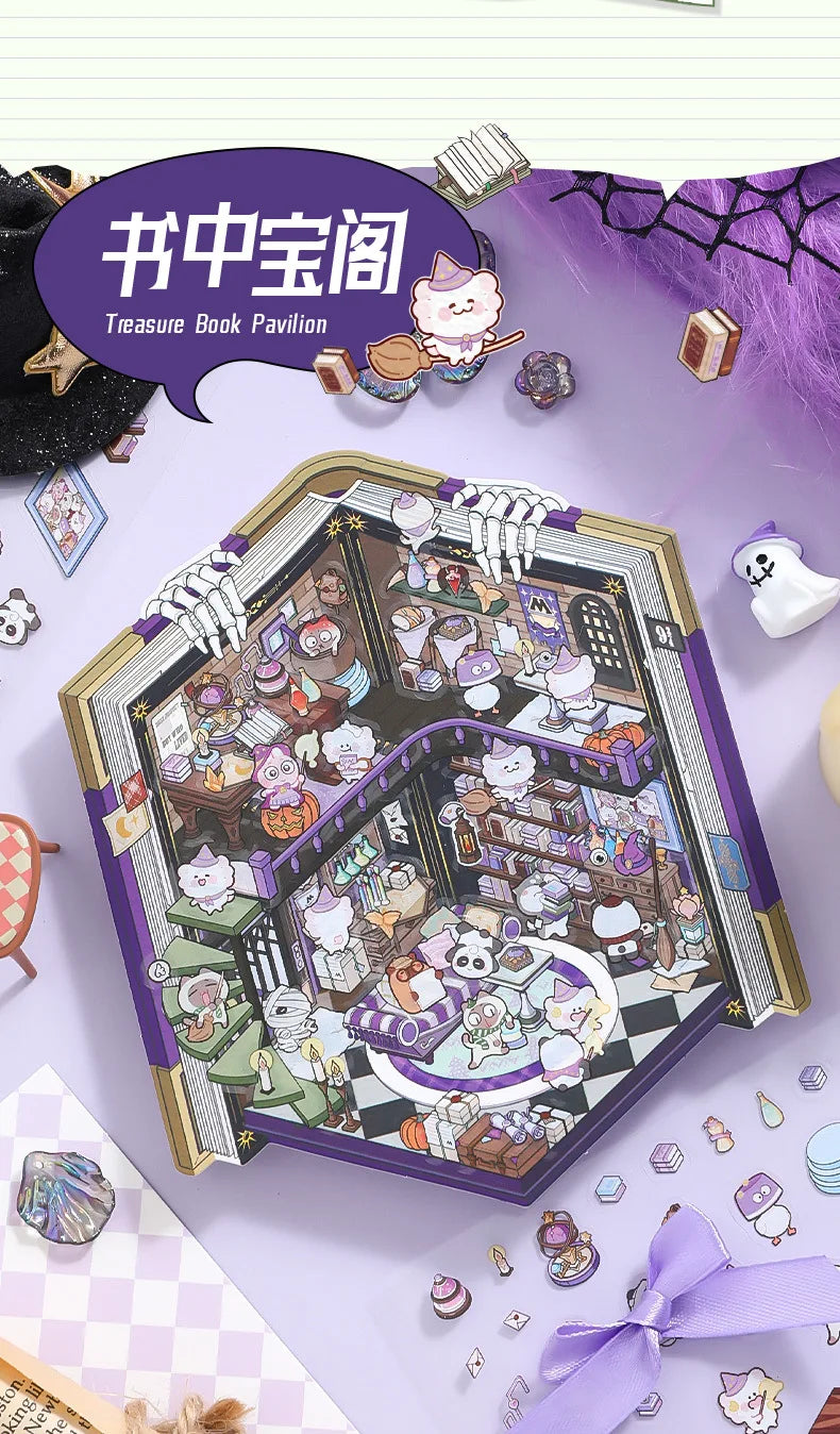 Creative Design Landscaping Sticker for Student Cute Cartoon Magic 3D Stack Scene Scrapbook Sticker Sweet Student Supplies