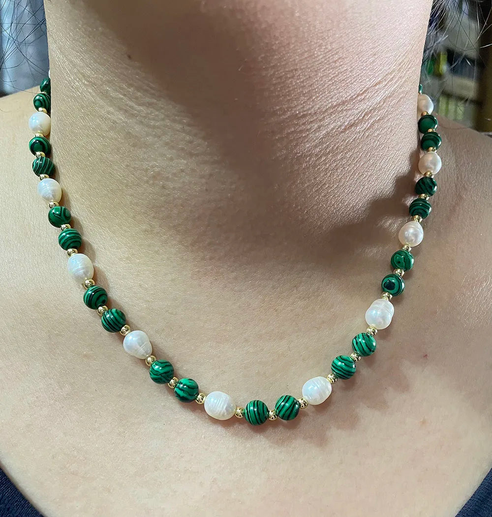 Unique design Pearl women's handmade pink colorful irregular gravel face necklace popular gift banquet party trendy charm.