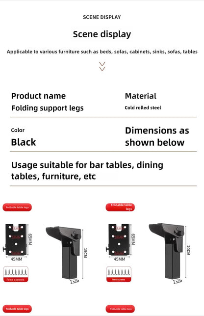 Foldable Table Leg Supports Thickened Sturdy Bases Anti-Slip Wear-Resistant Silent Foot Pads Heavy-Duty Aluminum Alloy  Design
