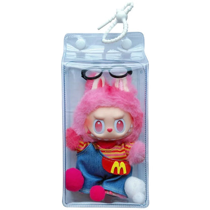 Labubu Fully Transparent Square Walking Bag Labubu Sitting Posture Protective Cover Labubu Protective Cover Display Bag Fashion