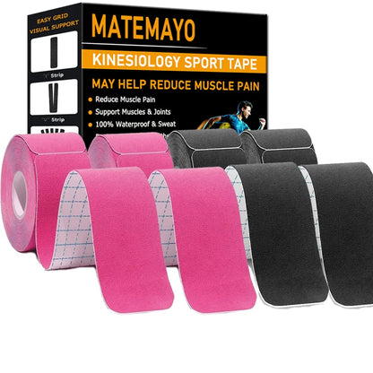 4 Rolls Kinesiology Tape Pro Athletic Sports Tape 80 Precut Strips Sports Waterproof Breathable Latex Free Elastic Sports Tape