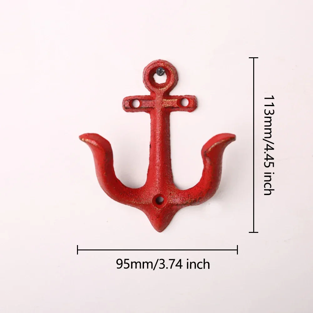 Cast Iron Nautical Anchor Wall Hooks Coastal Theme Decorative Hooks Towel Hanger Jacket Holder Unique Key Hooks Backpack Racks