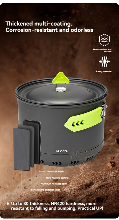 ALOCS Camping Cookware Set Outdoor Stove Kettle Frying Pan Picnic Equipment Complete Set of Portable Kitchen Gear for Hiking