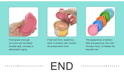 Reusable Pet Food Can Cover and Spoon Portable 2pcs/set  Dogs Cat Storage Tin Cap Lid Seal Cover Health Pet Supplies Pet Lids Ca