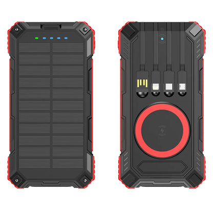 Portable Solar Power Bank Pd22.5W Fast Charging 20000Mah Large Capacity, Wireless Fast Charging and Comes with 4 USB Cable Mobile Power Supply, with Strong Light Led Light, Solar Power Bank Fast Rechargeable Battery