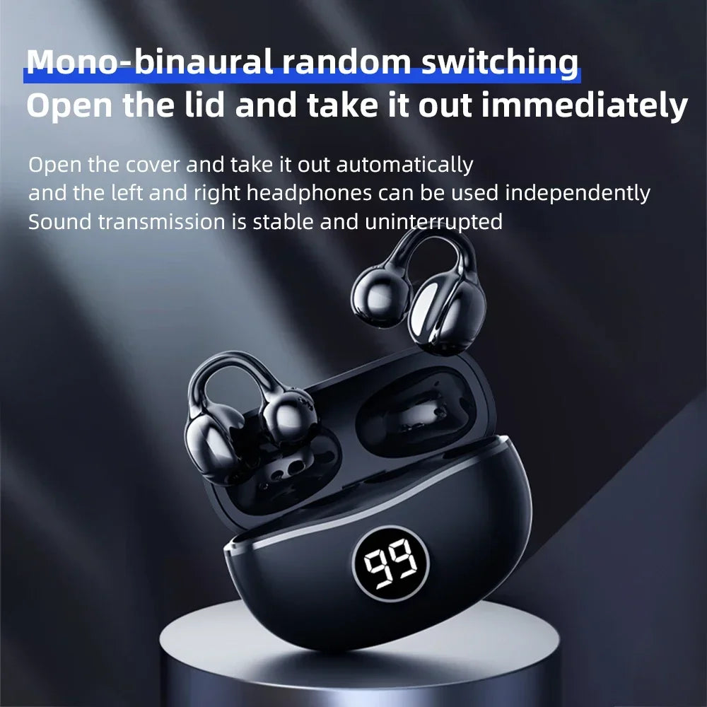 Wireless Headphones Fone Bluetooth Headset With Mic Handsfree Noise Canceling Earphones Clip Ear Music  Sports Gaming Earplug