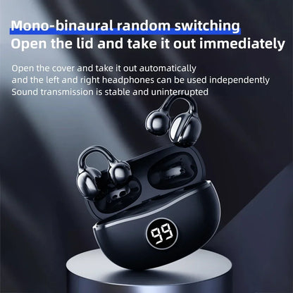Wireless Headphones Fone Bluetooth Headset With Mic Handsfree Noise Canceling Earphones Clip Ear Music  Sports Gaming Earplug
