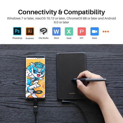 Graphics Tablet HUION H420X Digital Drawing Tablet Graphic Tablet for Painting with Battery-Free Pen PW100 8192 L