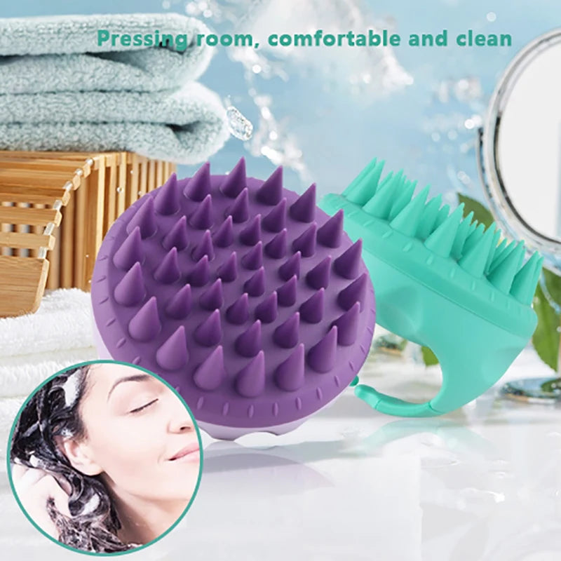 Scalp Massage Shampoo Brush for Hair Care Silicone Bath Brush Shampoo Shower Hair Comb Bath Ball Sponge Body Wash Bathroom Tool