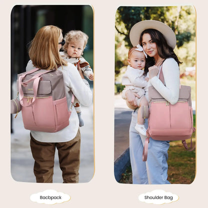 15.6 Inch Diaper Bag Tote with Insulated Pocket Baby Bag for Girl Boy with Changing Pad Large Baby Diaper Bag with Pacifier Case