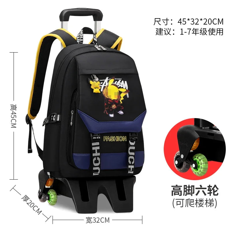 TAKARATOMY Backpack Trolley School Bag Pikachu School Bag Stationery Storage Backpack Multifunctional Travel Bag School Season