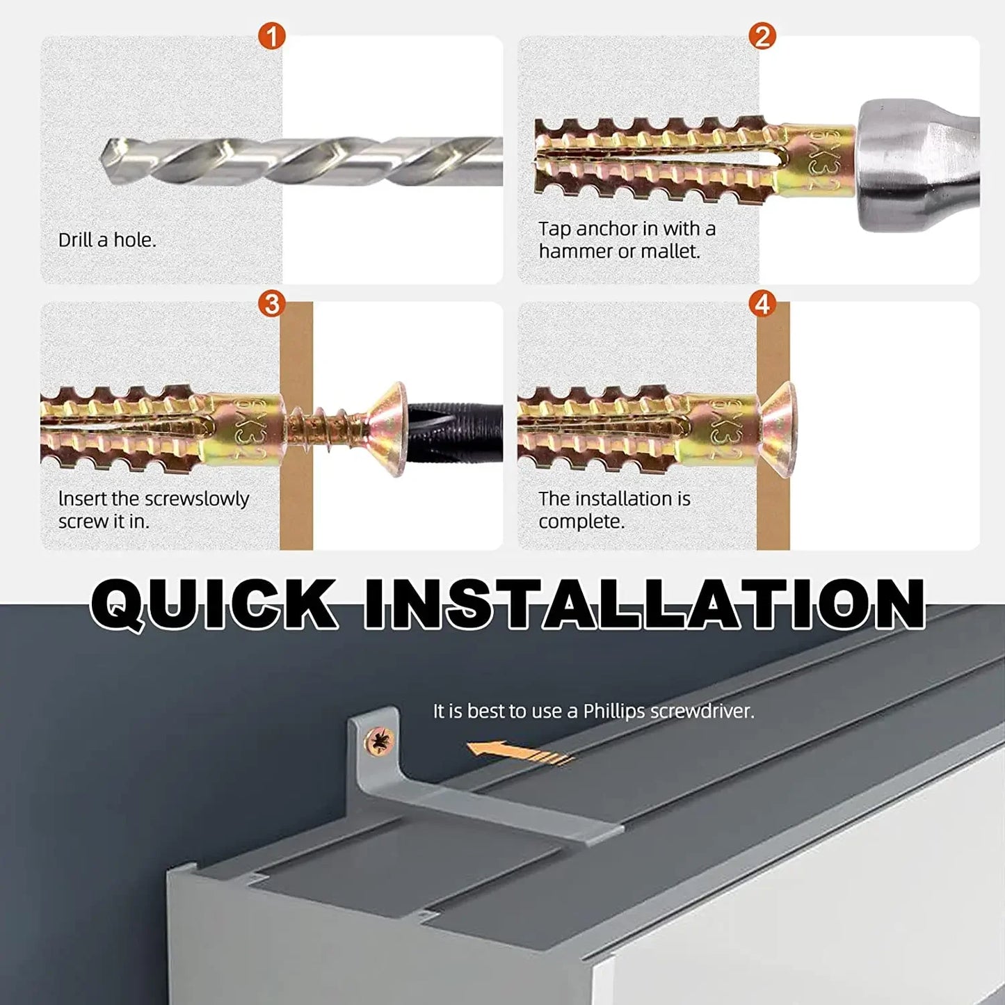 Heavy Duty Steel Wall Anchor with Screws 20/30/40Pcs Tree Shaped Steel Wall Anchor for Concrete Wall Hollow-Wall and Wooden Wall