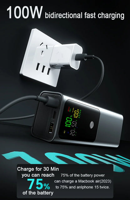 20000mAh 100W Large Capacity Power Bank Bidirectional Fast Charging Portable Powerbank Laptop External Spare Battery for Macbook