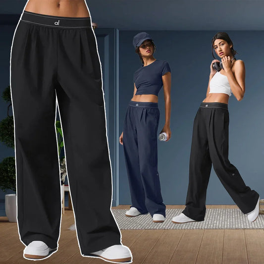 Yoga Sports Pants for Women Outdoor Casual Classic Style High Waisted Straight Wide Pants Comfortable and Loose Wide Leg Pants