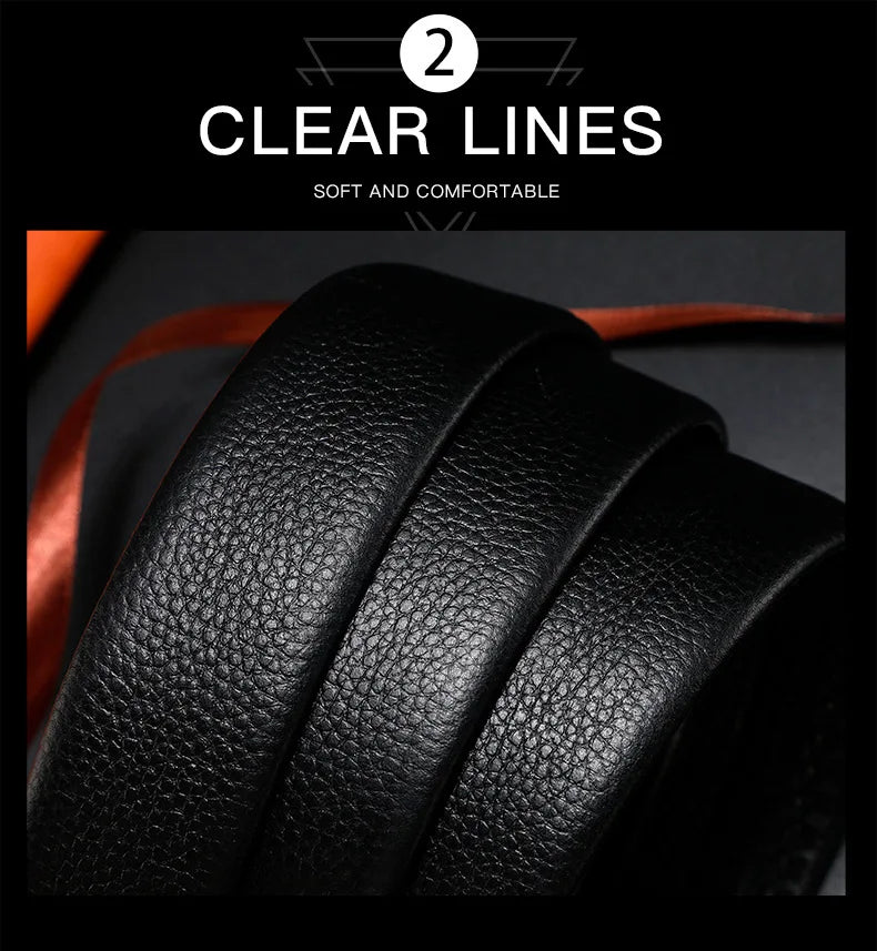 Men Leather Belt Metal Car Automatic Buckle Work Belt High Quality Men 120cm Leather Belt Business
