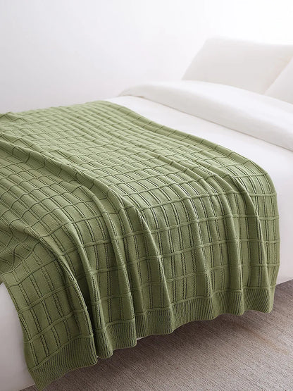 American-Style Thickened Knitted Wool Cover Blanket Solid Color Simple Bed End Towel Blanket Multifunctional Decorative Blankets