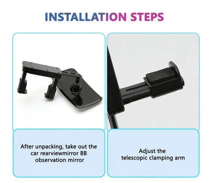 Car Interior Rear View Mirror Mount Clip 360 Rotatable Adjustable Car Observing Back Seat Auxiliary Mirror Baby Monitor