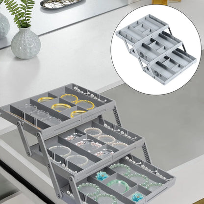 2/3 Tier Foldable Drawer Organizer Multi Level Storage Tray Adjustable Divider Versatile Expandable Drawer Jewelry Organizer