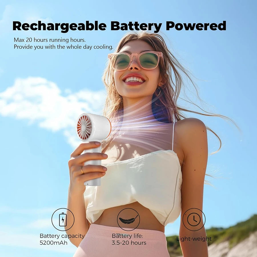 HandFan High Speed Handheld Cooling Fan Portable Mini Hand Fan 120 Speeds Adjustable Digital Display for Travel Beach Outdoors