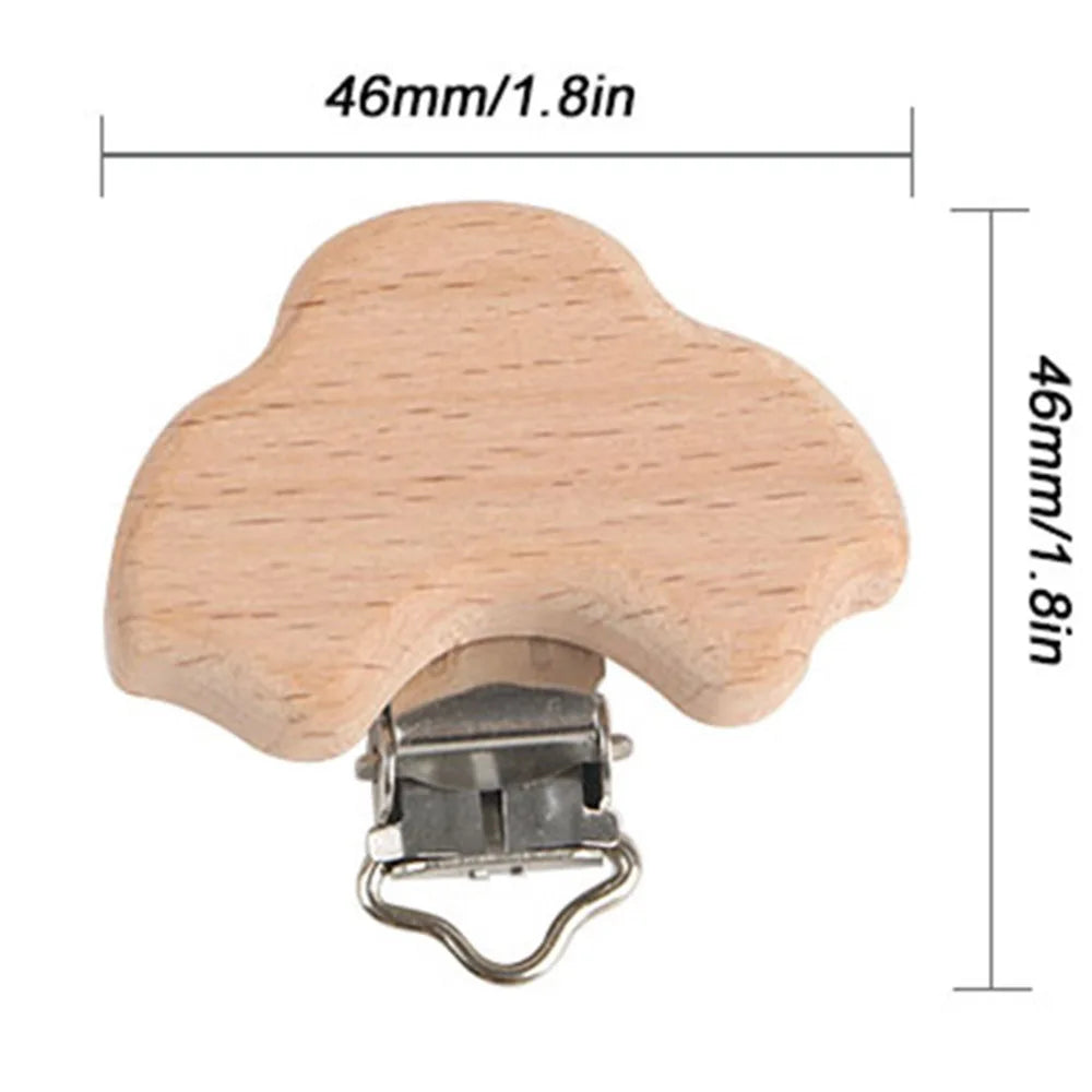 Kovict 5Pcs 19 Styles Beech Wooden Clips Metal Bracket DIY Pacifier Chain Handmade Crafts Accessories