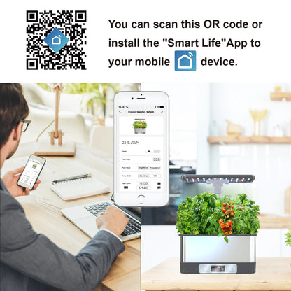 Smart Hydroponic System with LED Light 8 Holes Hydroponics Growing Kit APP Control Timer Indoor Garden for Vegetables and Herbs