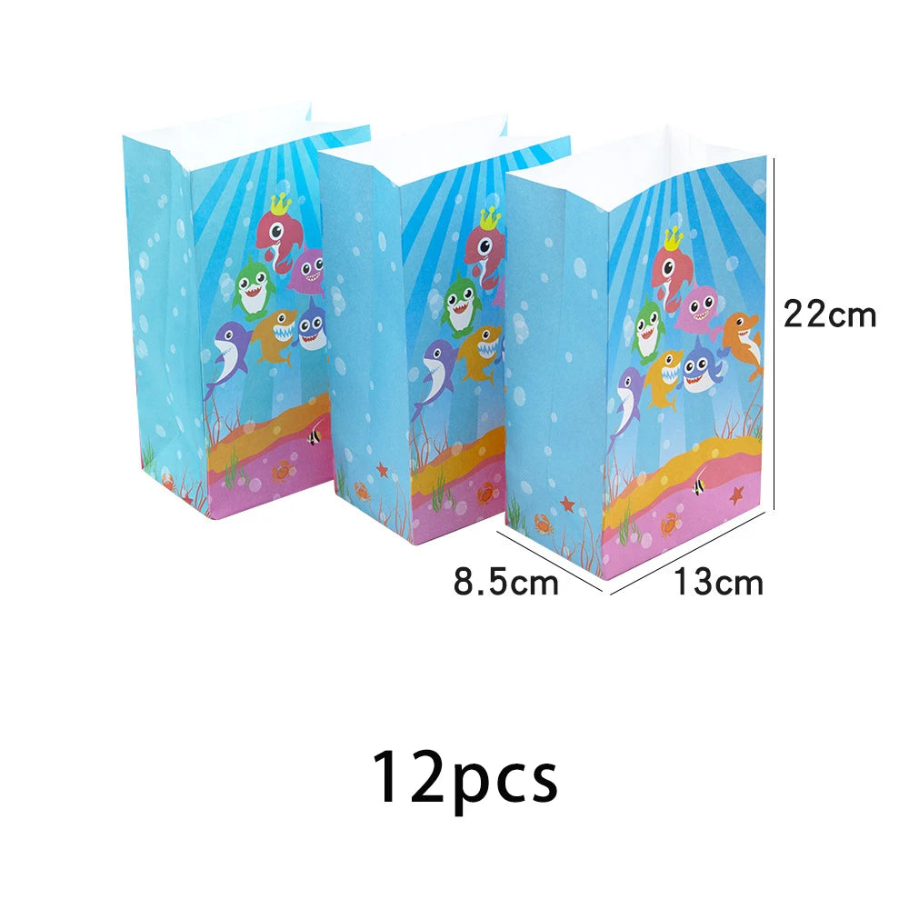 Shark Birthday Party Disposable Tableware Tablecloth Party Supplies Boys Girls Baby Shower Party Dressing