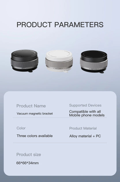 Foldable Magnetic Car Phone Mount with 360° Rotation & Vacuum Suction for Secure, Hands-Free Phone Holder