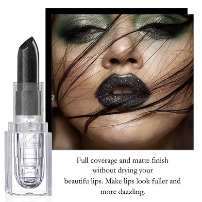 Shiny Black Lip Stain Black Halloween Lipstick Lipstick Tint Moisturizing Pearlescent Glossy Surface Lipstick Makeup