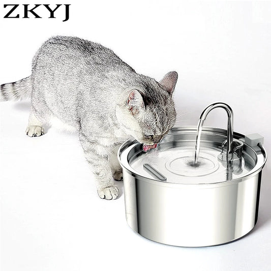 Cat Drinking Fountain Automatic Stainless Steel Pet Fountains Water Dispenser Ultra-quiet Pump Water Foutain for Multiple Pets