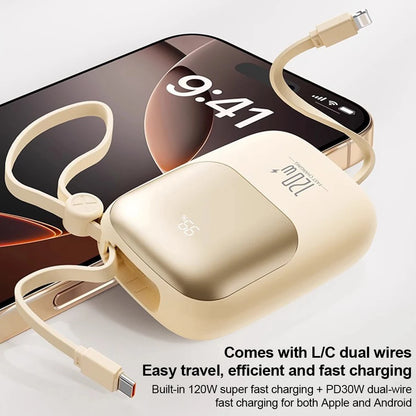 120W super fast charging power bank with cable 10000mAh large capacity portable mobile power Mini supply gift